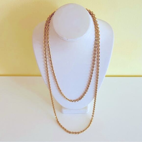 Vtg CROWN TRIFARI 54" Link Chain Necklace Gold Tone Spring Closure. - Picture 10 of 12